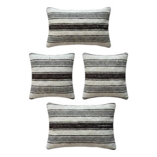 Anatolian Lumbar Kilim Pillow Cover 16'' X 16'' & 16'' X 24'' - Set of Four For Sale