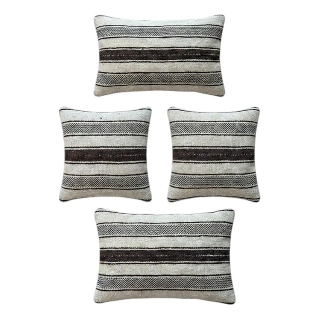 Anatolian Lumbar Kilim Pillow Cover 16'' X 16'' & 16'' X 24'' - Set of Four For Sale
