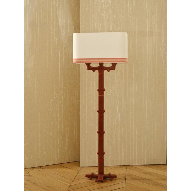 Textile Alba Floor Lamp in Ceramic and Linen with Samuel & Sons Trimming by Popus Editions For Sale - Image 7 of 9