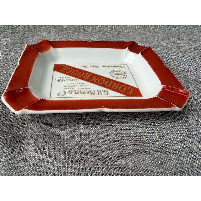 White Vintage Porcelain French Gordon Rouge Champagne Catchall Ashtray For Sale - Image 8 of 11