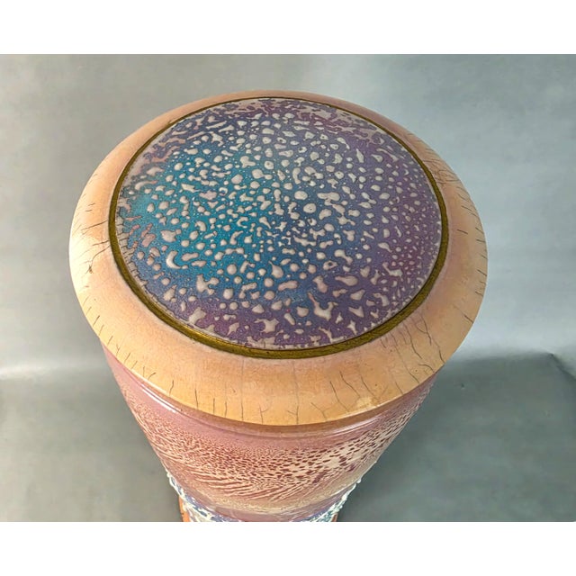 Monumental 25" Steven Forbes-deSoule Ceramic Lidded Urn Vase 1988 For Sale - Image 4 of 16