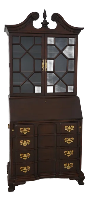 Harden Cherry Chippendale Style Blockfront Secretary Desk