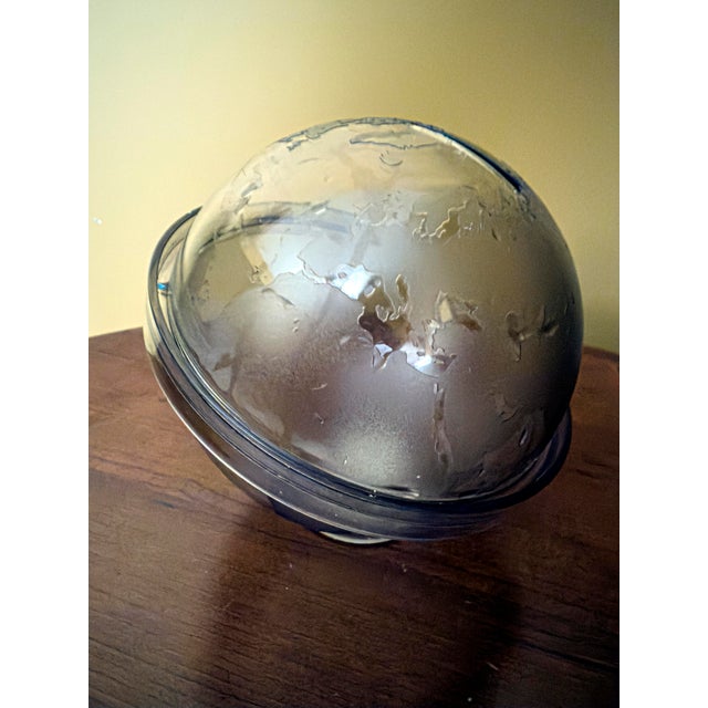 Vintage, 1970s Smoked Resin Globe Money Box With World Map, Collectible For Sale - Image 4 of 7
