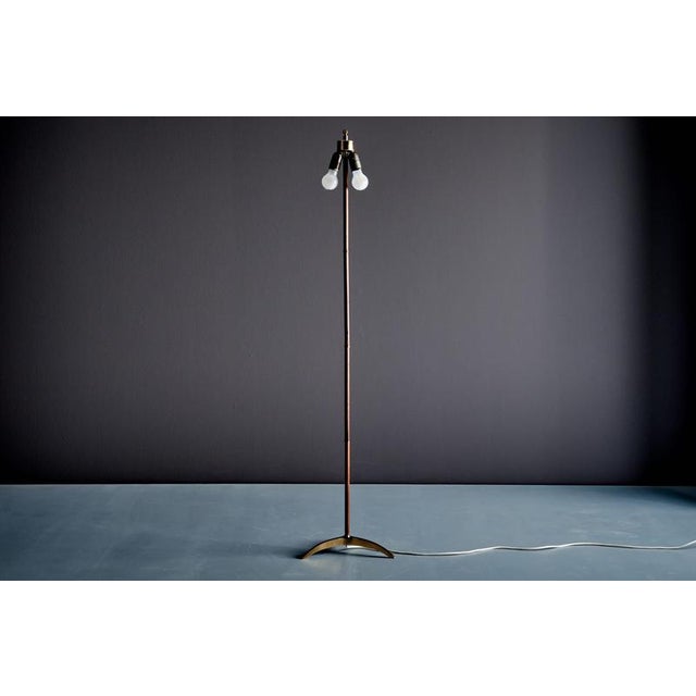 Wood Floor Lamp in Brass and Wood by Kalmar Austria, 1950s For Sale - Image 7 of 13