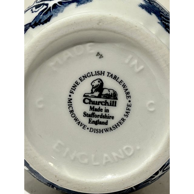 Blue Vintage Blue Willow Cobalt Blue & White Creamer & Sugar Bowl Set- 2 Pieces For Sale - Image 8 of 9
