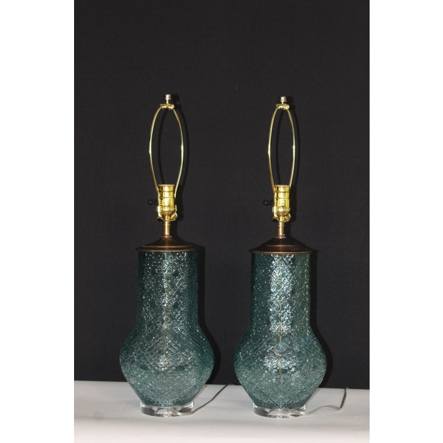 Mid 20th Century Mid 20th Century Mezza Murano Style Lamps - a Pair For Sale - Image 5 of 11