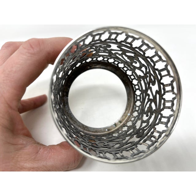 Metal Antique Epns Silver Pierced Edwardian Celery Server With Glass Insert For Sale - Image 7 of 7