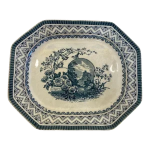 Antique Wedgwood Edinburg Blue & White Ironstone Transferware Serving Platter