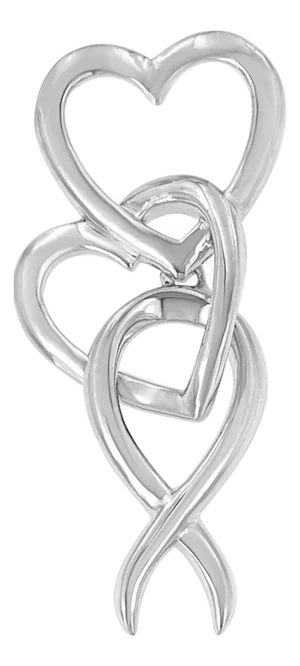 .925 Sterling Silver Double-Heart & Awareness Ribbon Linked Pendant Necklace