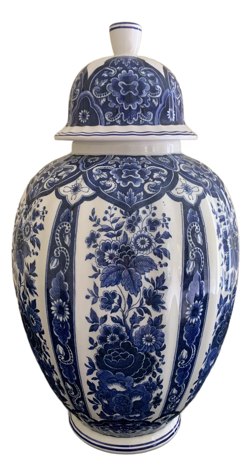 Ardalt Blue Delfia Blue & White Porcelain Ginger Jar | Chairish