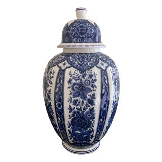 Ardalt Blue Delfia Blue & White Porcelain Ginger Jar For Sale