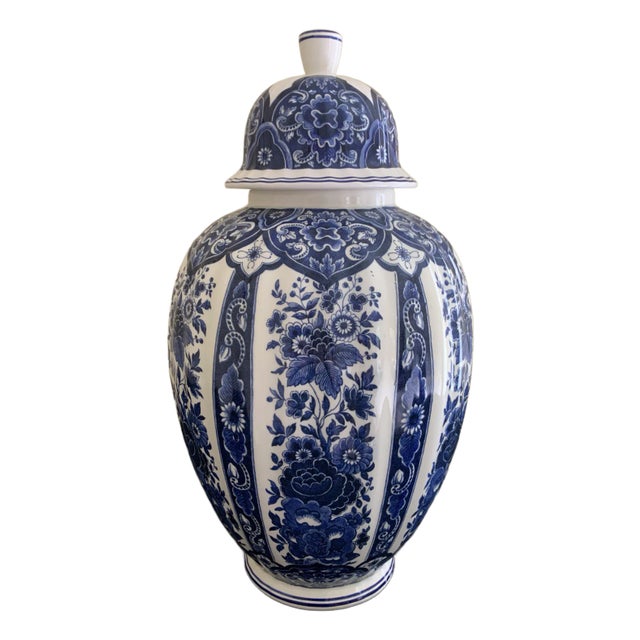 Ardalt Blue Delfia Blue & White Porcelain Ginger Jar For Sale