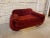1970s Vintage Red Loveseat With Curved Arms & Brass Plinth Base For Sale - Image 4 of 8