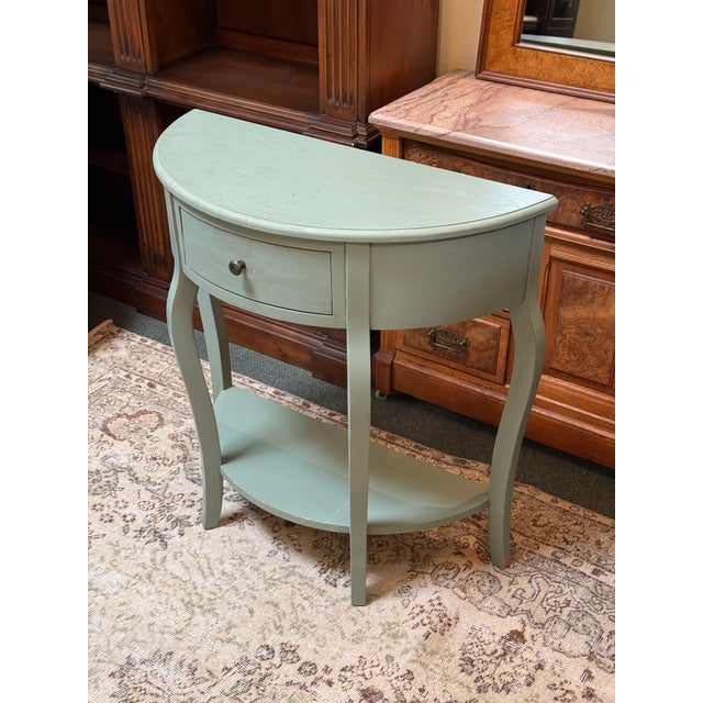 Teal Safavieh Jan Demilune Console, Slate Teal For Sale - Image 8 of 12