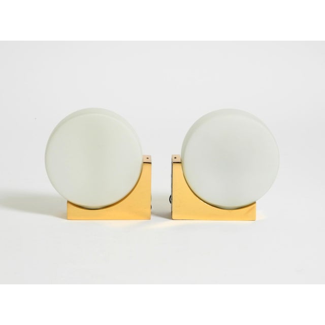Gold Brass Wall Lamps with Round Glass Shades from Kaiser Leuchten, 1960s, Set of 2 For Sale - Image 8 of 18