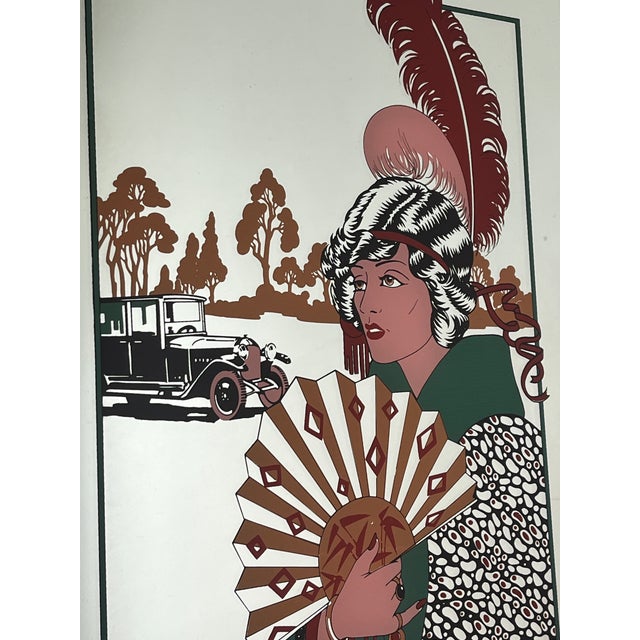 1970s Vintage French Art Deco Au Revoir Fashion Illustration Mirror by George Barbier, 1970s For Sale - Image 5 of 14