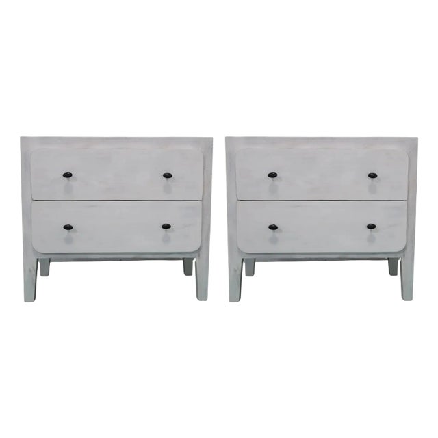 Pair of White Distressed Mango Wood Nightstands For Sale