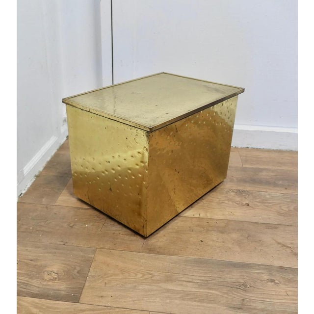 Antique Art Deco Brass Fireside Coal Box, 1910 For Sale - Image 4 of 8