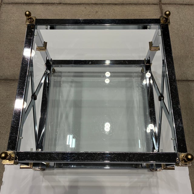 Chrome Mastercraft Chrome and Brass End Table For Sale - Image 8 of 12