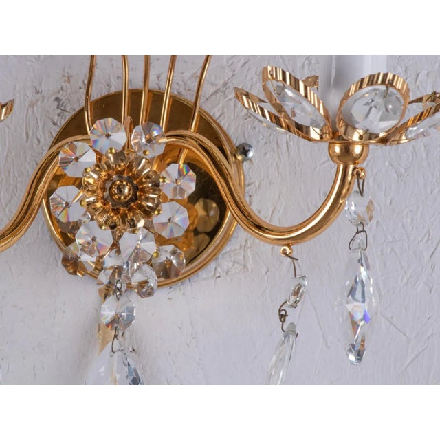 German Glamorous Jewel Wall Lamps in Crystal & Gilt-Brass from Palwa, 1960, Set of 2 For Sale - Image 3 of 10