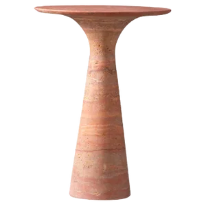 Travertino Rosso Marble Side Table