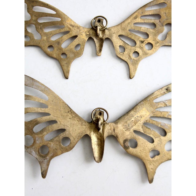 Mid 20th Century Mid-Century Brass Butterfly Wall Hangings Pair For Sale - Image 5 of 12