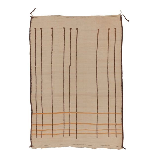 Vintage Moroccan Rug With Tribal Designs in Beige & Brown - Rug & Kilim For Sale