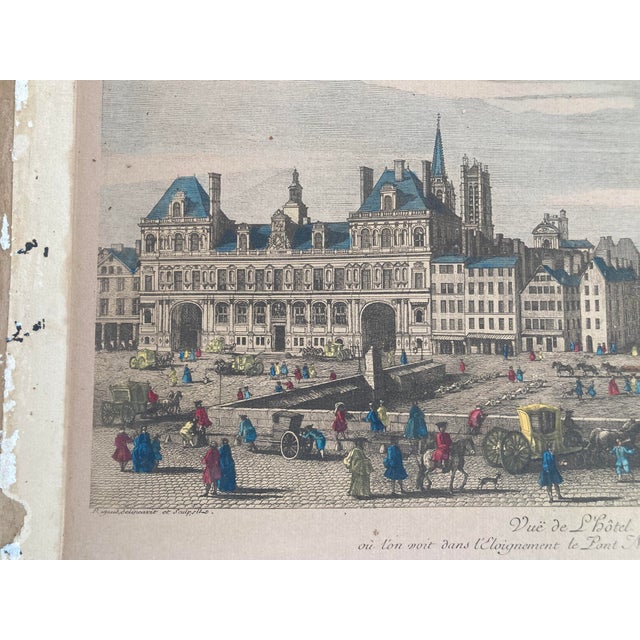 French 18th Century Jacques Rigaud Engraving of Hotel De Villes. The dimension is the sight of the image. This item is...