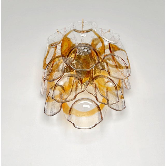Mid-Century Modern Vintage Italian Murano Wall Lights with 10 Amber Trasparent Glasses, 1990s, Set of 2 For Sale - Image 3 of 18