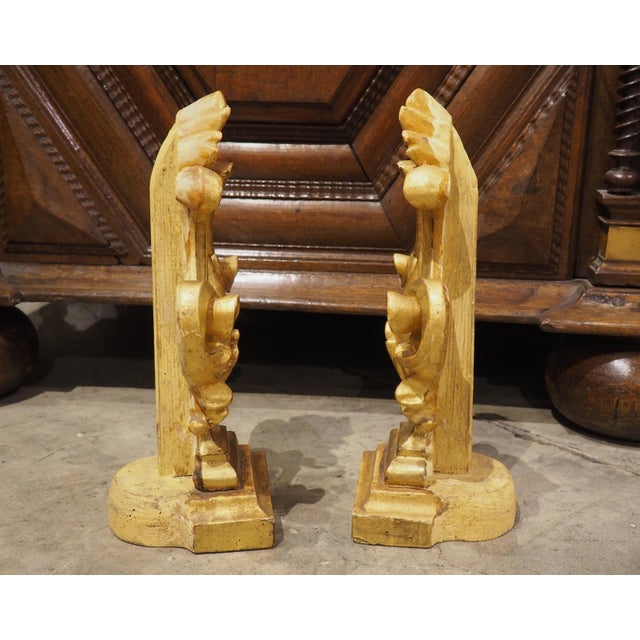 Wood Pair of Decorative Circa 1750 Italian Giltwood Finials For Sale - Image 7 of 12