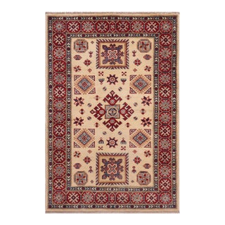 Tribal Kazak Gold/Red Wool Rug - 3'3''x4'9'' For Sale