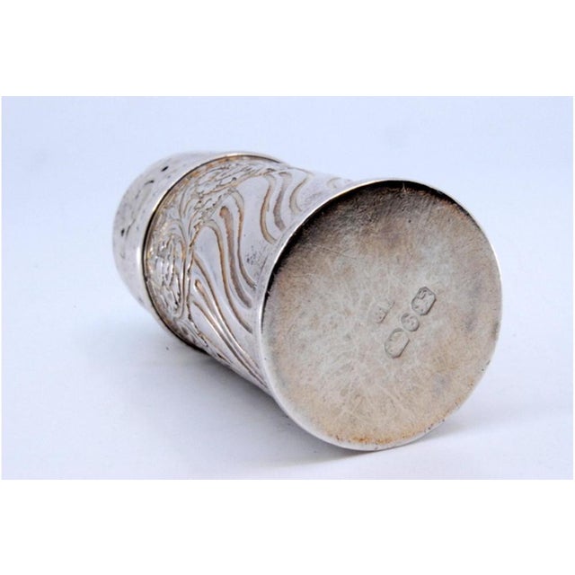Cylindrical Silver Salt Shaker with Shells and Scrolls For Sale - Image 5 of 10
