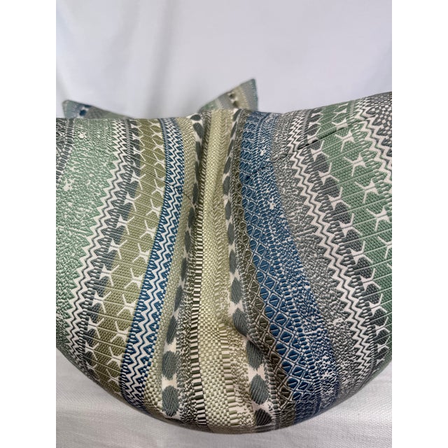 Lee Jofa Lee Jofa "Palmete Weave" in Aqua 22" Pillows-a Pair For Sale - Image 4 of 4