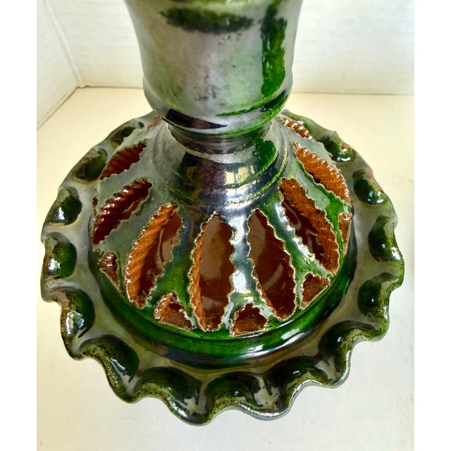 1970s Vintage Tito Úbeda Spanish Green Glazed Pottery Candlesticks – Pair For Sale - Image 5 of 10