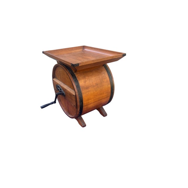 Antique Primitive Butter Churn Side Table For Sale - Image 9 of 16