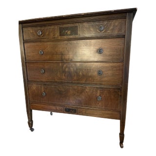 Antique Mahogany 4 Drawer Dresser With Casters. By Charles R Sligh For Sale