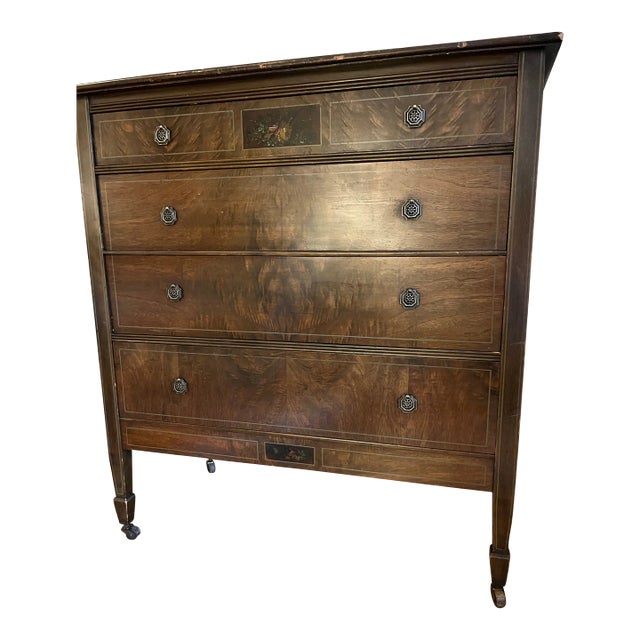 Antique Mahogany 4 Drawer Dresser With Casters. By Charles R Sligh For Sale