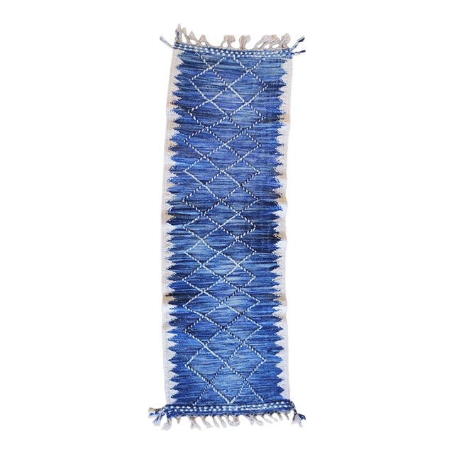 Indigo Flatweave Rug - 7 X 2.3 Ft For Sale