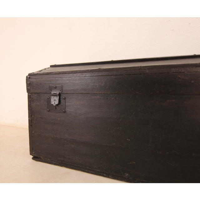 Vintage Steamship Black Trunk, 1920s For Sale - Image 9 of 18