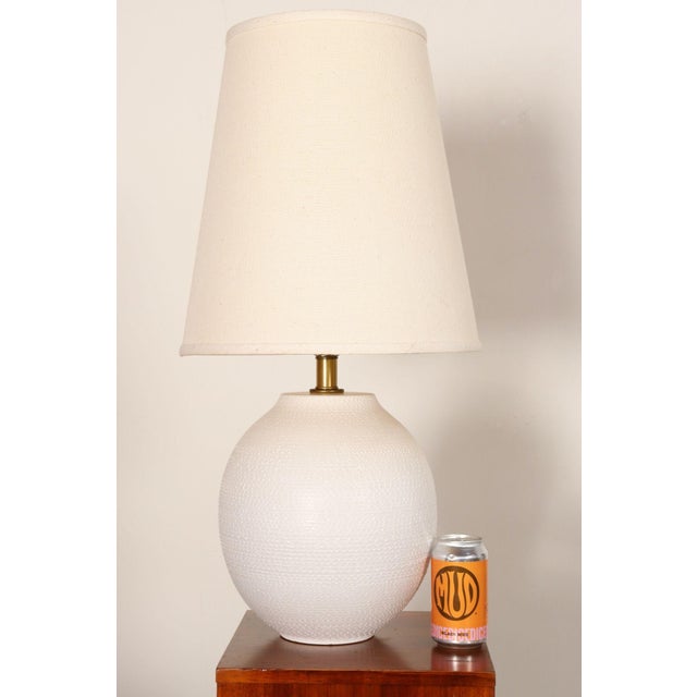 Vintage White Stippled Ceramic Orb Table Lamp by Lee Rosen for Design Technics For Sale - Image 10 of 16