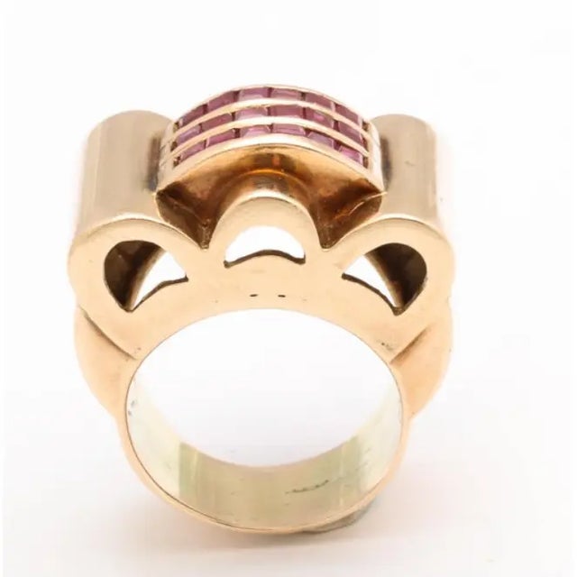 Mid-Century Modern Italian 14 Kt Rose Gold Ring Circa 1940s For Sale - Image 3 of 10