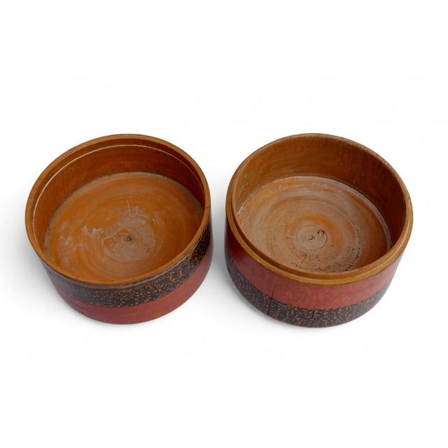 Wood Handpainted Wooden Lacquerware Spice Box, 1950s For Sale - Image 7 of 11