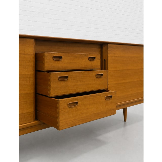 Wood Mid Century Modern Walnut Credenza by Alfred Cox, Made in England, C. 1960’s For Sale - Image 7 of 18