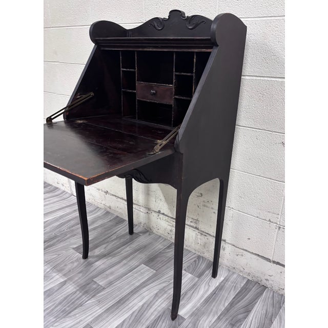 Antique Victorian Petite Secretary Desk With Storage and Key For Sale - Image 10 of 14