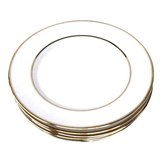 New 6 Piece Set of Gold Rimmed Tea Plates Oven Safe For Sale