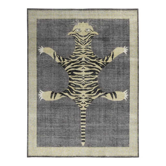 Rug & Kilim’s Oversized Tiger Rug in Charcoal, 12x18 For Sale