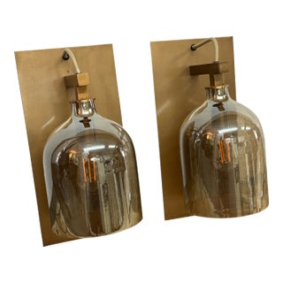 Brass Plate + Mercury Glass Wall Sconces, Pair For Sale