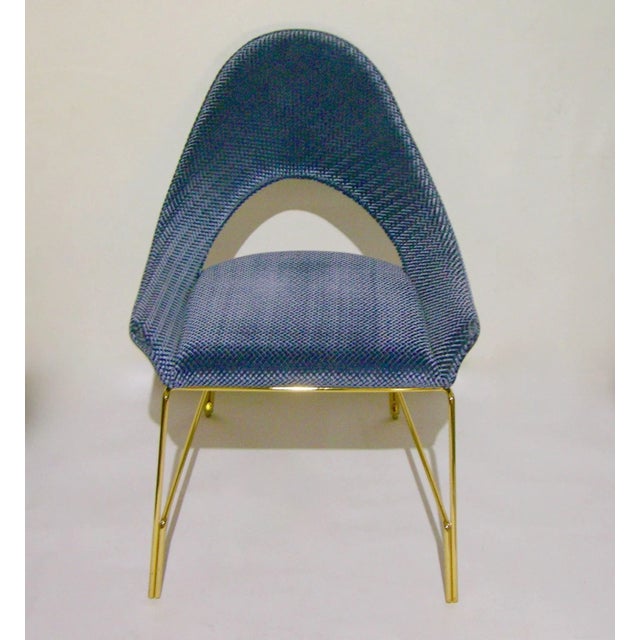 Smania Italian Modern Prototype Brass and Azur Blue Living Room Armchair - in Showroom For Sale In New York - Image 6 of 9