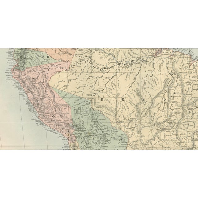 Late 19th Century Antique South America Map from Bartholomew, 1884 For Sale - Image 5 of 10