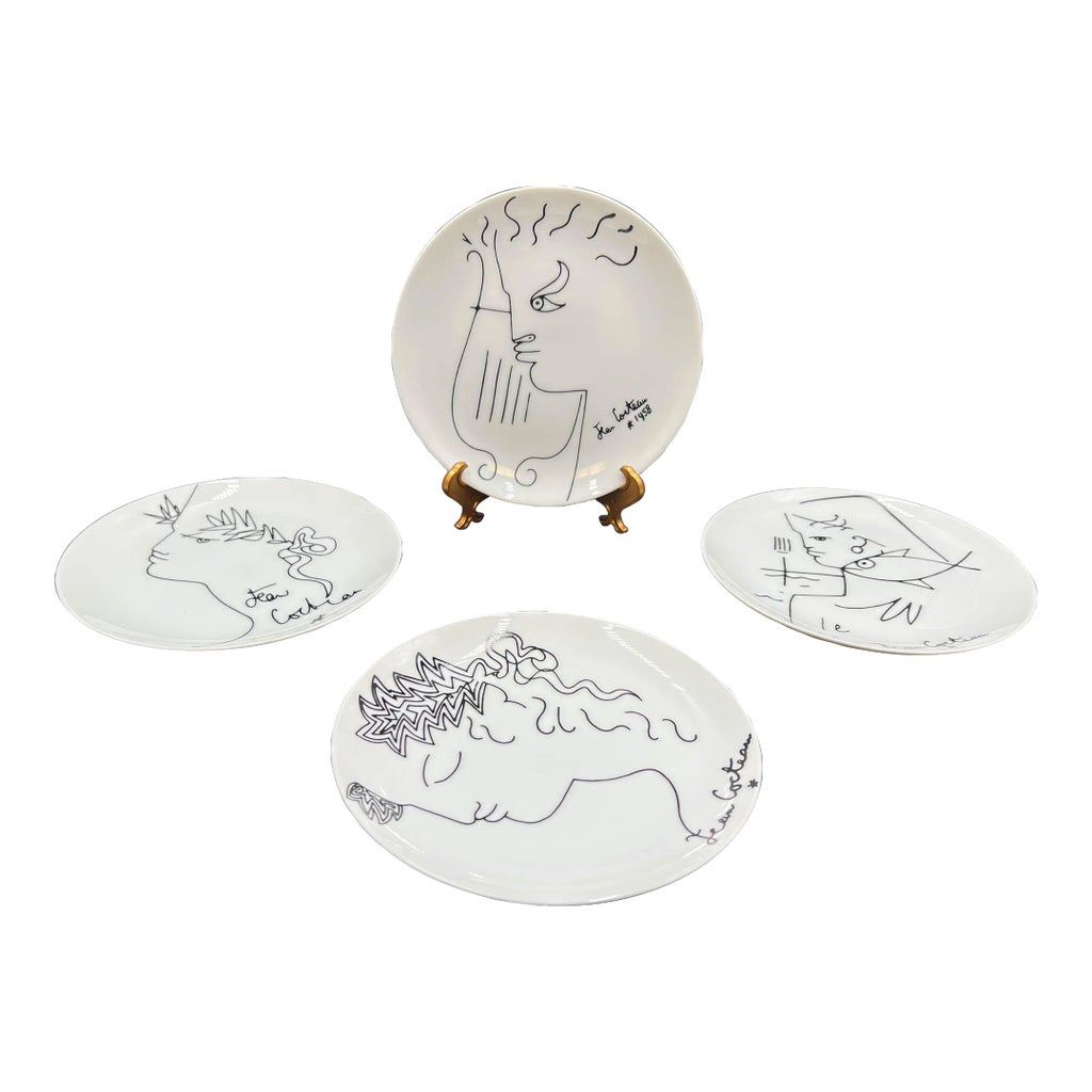 Set of 4 Jean Cocteau Plates by Limoges, 1958 | Chairish